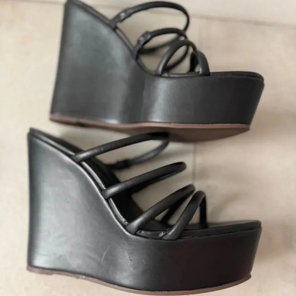 Schultz Carl Strappy platform wedge sandal black size 9.5 - Picture 1 of 12